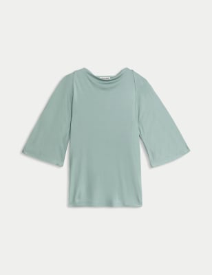 

JAEGER Cowl Neck Top - Turquoise, Turquoise