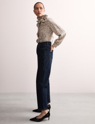 

JAEGER Womens Mid Rise Straight Leg Jeans - Navy, Navy