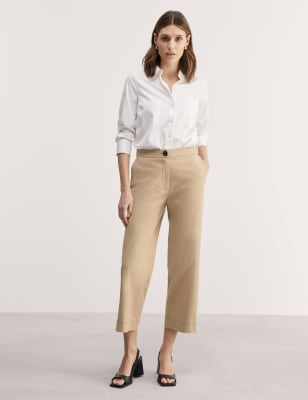 Jaeger Women's Cotton Rich Cropped Trousers - 20 - Camel, Camel