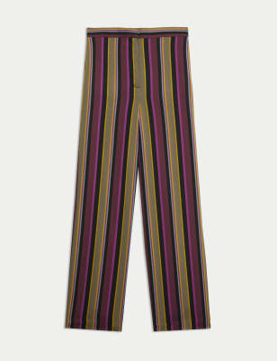 

JAEGER Womens Striped Wide Leg Trousers - Purple Mix, Purple Mix