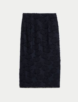 

JAEGER Womens Jacquard Midi Column Skirt - Navy, Navy