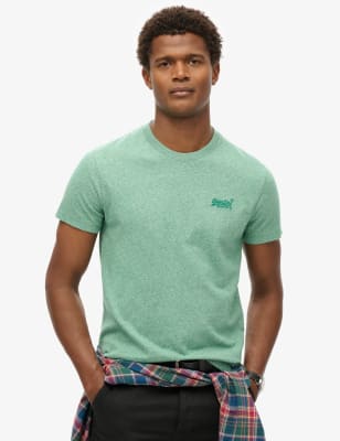 Superdry Men's Relaxed Fit Cotton Textured T-Shirt - Green, Blue,Green,Brown