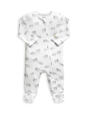 Mamas & Papas Elephant Print All In One (6lbs-1 Yrs) - 0-3 M - White, White