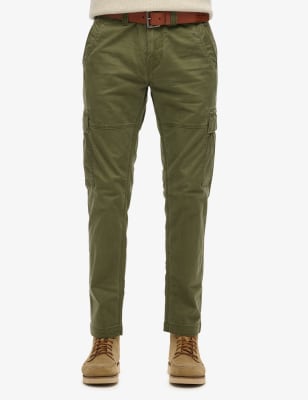 Superdry Men's Tapered Fit Cargo Trousers - 3432 - Khaki, Khaki