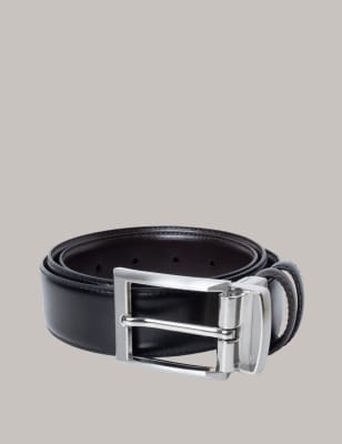 Hawes & Curtis Men's Leather Reversible Rectangular Buckle Belt