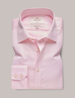 Hawes & Curtis Men's Regular Fit Non Iron Pure Cotton Twill Shirt - 15.534 - Pink, Pink