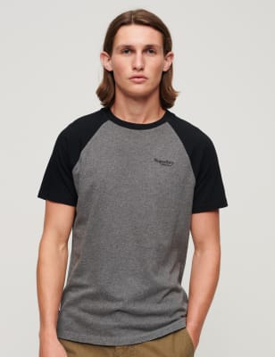 Superdry Men's Pure Cotton Colour Block Crew Neck T-Shirt - Black Mix, Black Mix