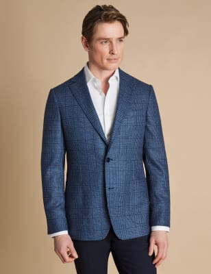 Charles Tyrwhitt Men's Slim Fit Wool Rich Check Suit Jacket - 40REG - Blue Mix, Blue Mix