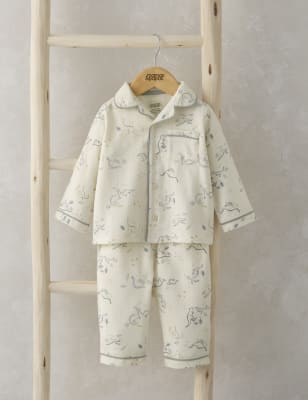 Mamas & Papas Newborn Boys Pure Cotton Dinosaur Pyjamas (0-3 Yrs) - 12-18 - Cream, Cream