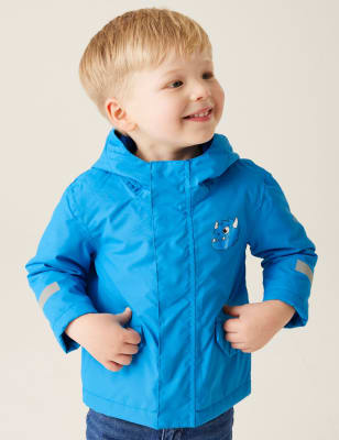 Regatta Boys Animal Rainy Day Monster Hooded Raincoat (6 Mths-6 Yrs) - 2-3 Y - Blue Mix, Blue Mix,Gr