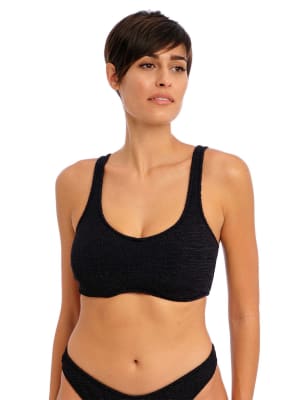 Freya Women's Ibiza Waves Textured Wired Bikini Top - 36DD - Black, Black