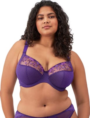 Elomi Women's Charley Lace Wired Plunge Bra DD-JJ - 36JJ - Purple, Purple