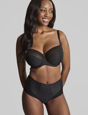 Panache Women's Serene Mesh Wired Full Cup Bra D-K - 34D - Black, Dark Green,Black