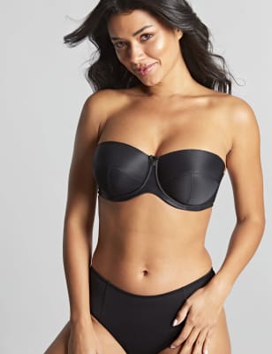 Panache Women's Evie Wired Strapless Bra D-H - 40H - Black, Black,Beige