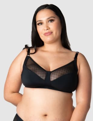 Hotmilk Women's Lunar Eclipse Non Wired Nursing Bra D-H - 34E - Black, Black,Beige