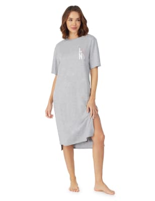 Dkny Women's Jersey Logo Midi Nightdress - Black Mix, Black Mix