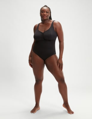 Speedo Women's Shaping Plus Size AquaNite 1 Piece Swimsuit - 20 - Black, Black