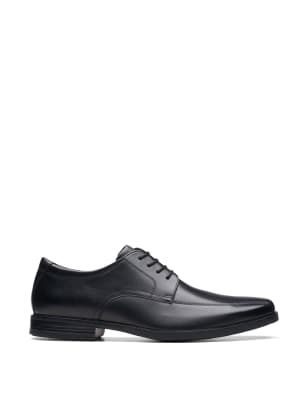 Clarks Men's Leather Oxford Shoes - 8 - Black, Black