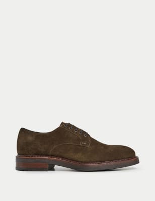 Hackett Men's Suede Derby Shoes - 9 - Green, Green