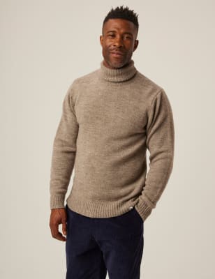 Peregrine Men's Polo Neck Jumper - Beige, Beige