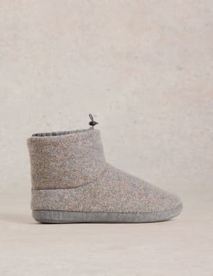 White Stuff Men's Textured Slipper Boots - M - Grey Mix, Grey Mix