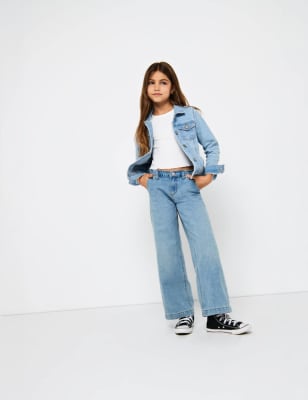 Kids Only Girls Pure Cotton Wide Leg Jeans (8-14 Yrs) - 12y - Light Blue, Light Blue