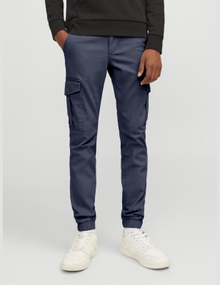 Jack & Jones Junior Boys Pure Cotton Cargo Trousers (8-16 Yrs) - 16y - Navy, Navy