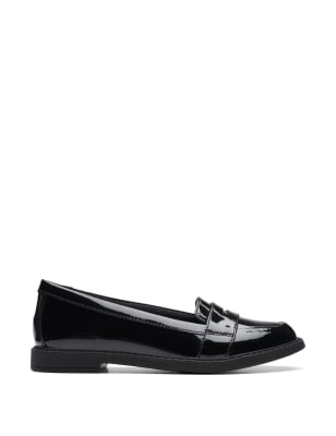 Clarks Kids Patent Leather Slip-On Loafers (13 Small - 2 Large) - 13.5SG - Black Patent, Black Pate