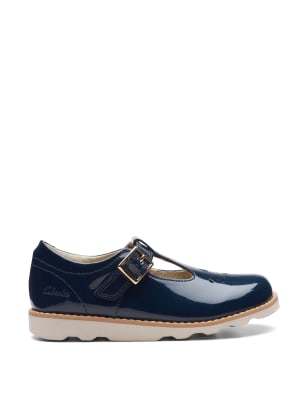 Clarks Kids Patent Leather Riptape T-Bar Shoes (7 Small - 2 Large) - 9 SG - Navy, Navy