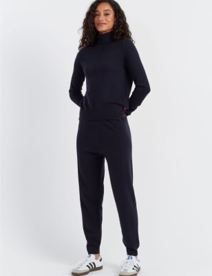 Chinti & Parker Women's Wool Rich Cuffed Joggers With Cashmere - Oatmeal, Navy,Black,Oatmeal