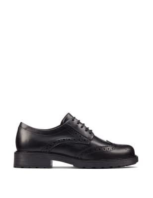 Clarks Women's Leather Lace Up Brogues - 6 - Black, Black