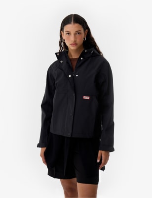 Hunter Women's Christine Waterproof Hooded Raincoat - M - Black, Black