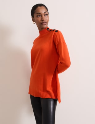 Phase Eight Women's Button Detail Jumper - XS - Orange, Orange