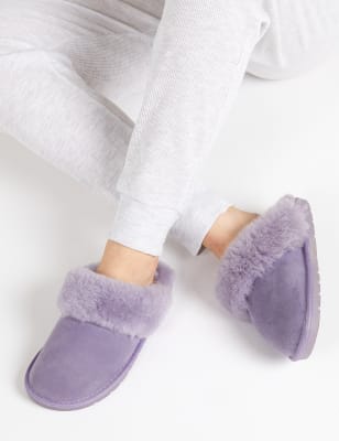 Jones Bootmaker Women's Sheepskin Mule Slippers - 6 - Purple, Purple