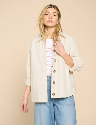 White Stuff Women's Denim Collared Relaxed Jacket - 14REG - Natural, Natural