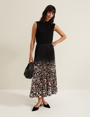 Phase Eight Women's Printed Pleated Midi Skirt