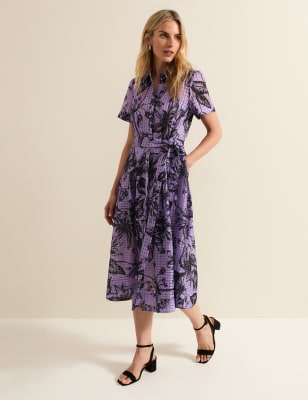 Phase Eight Women's Floral Midi Dress - 10 - Purple Mix, Purple Mix