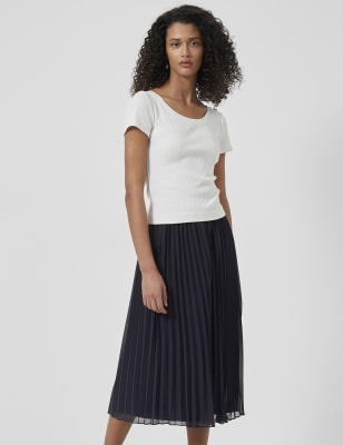 French Connection Women's Pleated Midi Skirt - XS - Navy, Navy