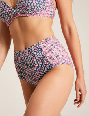 Joules Women's Printed High Waisted Bikini Bottoms - 24 - Pink Mix, Pink Mix