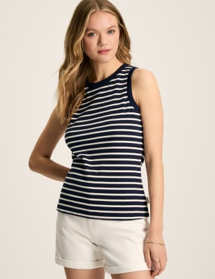 Joules Women's Pure Cotton Striped Vest - 16 - Navy Mix, Navy Mix,Pink Mix,Dark Blue Mix,Beige Mix