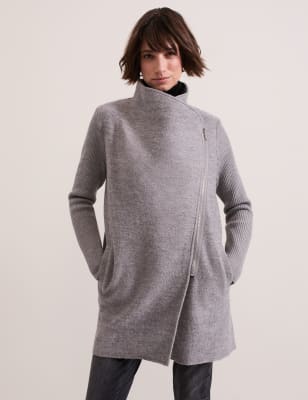 Phase Eight Women's Wool Blend Funnel Neck Coatigan - 8 - Grey, Grey