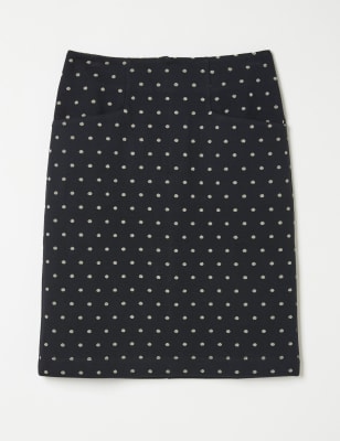 Fatface Women's Metallic Polka Dot Jacquard Mini Pencil Skirt - 14REG - Black Mix, Black Mix