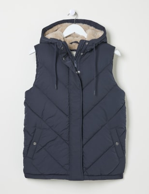 Fatface Women's Hooded Puffer Gilet - 8 - Navy, Navy