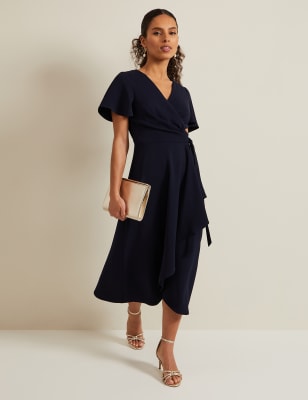 Phase Eight Women's Midi Wrap Dress - 14PET - Navy, Navy