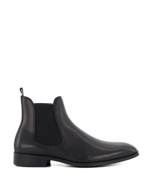 Dune London Men's Leather Pull-On Chelsea Boots - 10 - Black, Black,Dark Brown