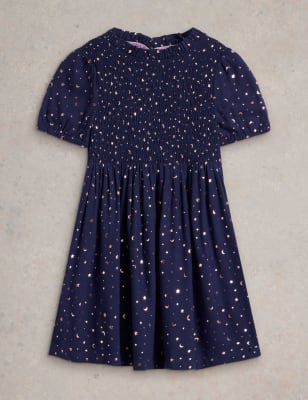 White Stuff Girls Glitter Party Dress (3-10 Yrs) - 3-4 Y - Navy, Navy