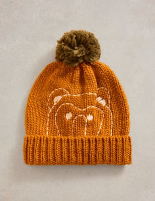 White Stuff Kids Bear Winter Hat - M-L - Orange, Orange