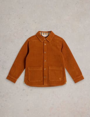 White Stuff Boys Pure Cotton Corduroy Shirt (3-10 Yrs) - 7-8 Y - Orange, Orange