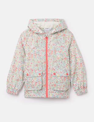 Joules Girls Ditsy Floral Hooded Raincoat (2-10 Yrs) - 7y - Cream Mix, Cream Mix