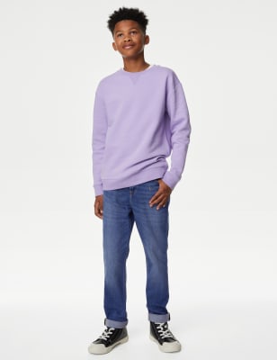 

Boys M&S Collection The Jones Straight Fit Cotton with Stretch Jeans (6-16 Yrs) - Mid Blue, Mid Blue